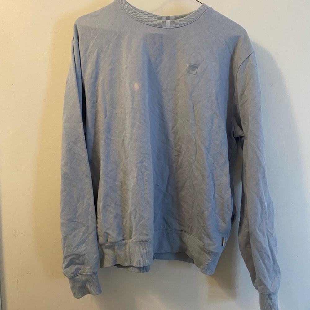 Unisex Fila Blue Crewneck Sweater with Ribbed Cuffs